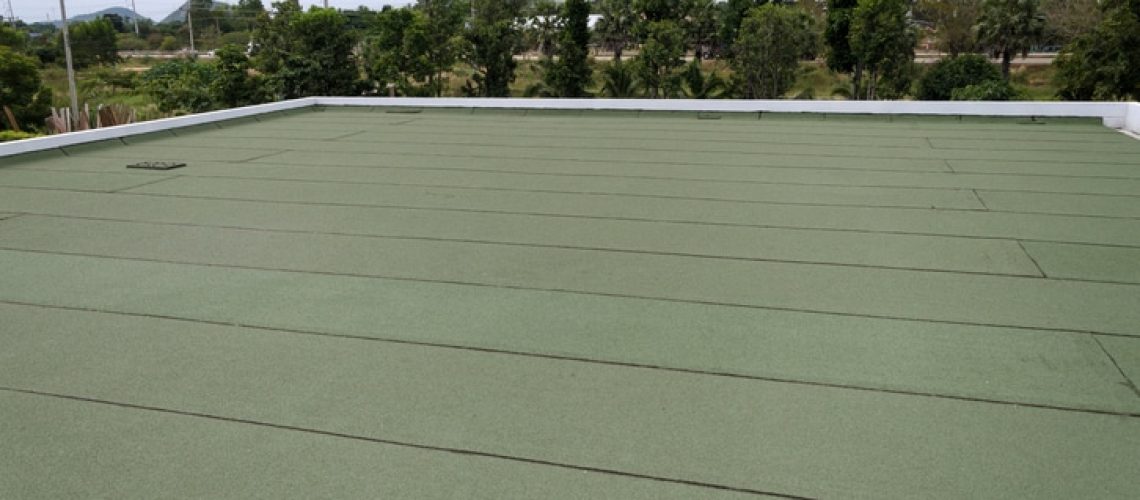 Membrane waterproofing, insulation on concrete slab.